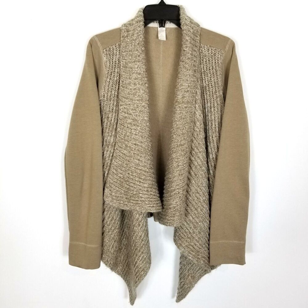 prAna Cotton Wool Open Cardigan Sweater Womens Size M Beige Shawl Layering